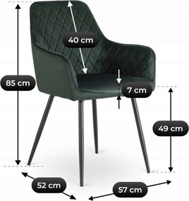 Krzesło Tapicerowane do Jadalni BRESSO Zielone Welurowe Nowoczesne Loft