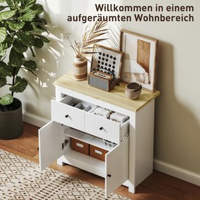 HOMCOM Komoda z dużą ilością miejsca, sideboard z drzwiami Soft-Close, 2 szuflady, regulowana półka, Biały