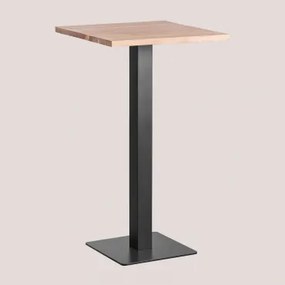 Wysoki Kwadratowy Bar Z Drewna Akacjowego Wąski Czarny & ↔︎ 60 Cm - Sklum