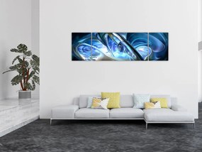 Obraz niebieskich fraktali (170x50 cm)