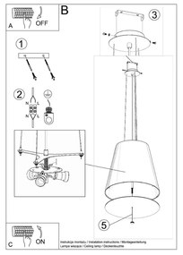 Czarna lampa wisząca ze szklanym kloszem ø 50 cm Tresco – Nice Lamps