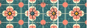 Obraz - Retro wzór z kwiatami (z zegarem) (90x30 cm)