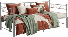 Szare metalowe łóżko rozkładane 90x200 cm M8-T14