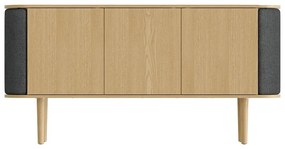 Antracytowa niska komoda w dekorze dębu 150x75 cm Treasures – UMAGE