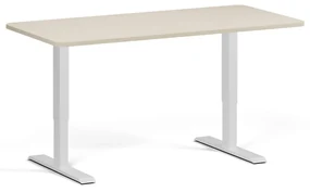 Stół z regulacją wysokości, 1 silnik, 745 - 1235 mm, zaokrąglone narożniki, blat 1600 x 800 mm, podstawa szara, brzoza