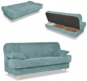 Kanapa sofa Belito rozkładana pojemnik f spania BONELL turkusowa sztruks