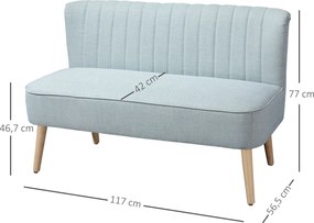 HOMCOM 2-osobowa sofa kanapa tapicerowana meble wypoczynkowe szeroka jasnozielona | Aosom PL