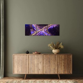 Obraz dużego skrzyżowania w nocy (z zegarem) (90x30 cm)