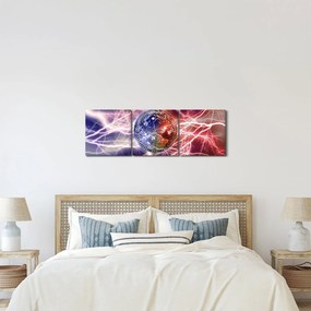 Obraz - Kula ziemska pod prądem (z zegarem) (90x30 cm)
