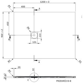 Brodzik z konglomeratu prostokątny 120 x 90 DIAMO White