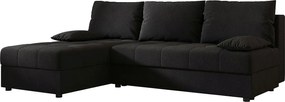BEDANTE Narożnik MOS L Cosmic 100 Czarny Lewy z funkcją spania, sofa w kształcie L z pojemnikiem, kanapa rozkładana