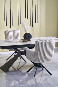 Stół rozkładany LUCIANO 180(230)x90 biały marmur/czarny HALMAR