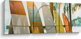 Obraz - Deski surfingowe (z zegarem) (90x30 cm)