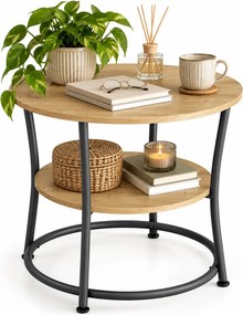 Okrągły stolik kawowy z półką dąb artisan K3-N84