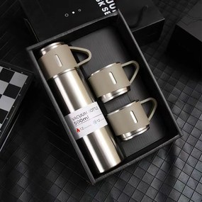 Termoska 500 ml z 3 filiżankami HOT&COLD, beżowa