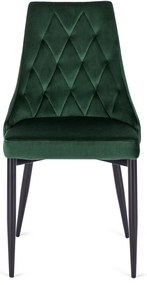 Zestaw Stół Prostokątny Rozkładany CLARK 120-160 cm Dąb Artisan/Czarny i 4 Krzesła Tapicerowane do Jadalni CORK Zielone Welurowe