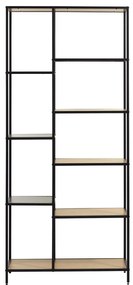 Czarno-naturalny regał w dekorze dębu 80x180x35 cm Altino – Unique Furniture
