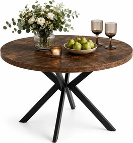 Rozkładany okrągły stół industrialny dąb rustykalny + czarny S3-M04