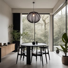 Czarna lampa wisząca z tekstylnym kloszem ø 52 cm Mellow – Candellux Lighting