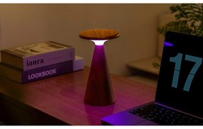 Lampa stołowa LED w ciemnym naturalnym kolorze z drewnianym kloszem (wysokość 21 cm) Sylva – Gingko