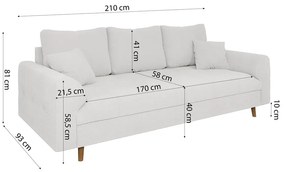 Biała sofa z materiału bouclé 210 cm Ariella – Ropez