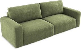 Zielona rozkładana/ze schowkiem sofa z tkaniny szenilowej 252 cm Kona – Makamii