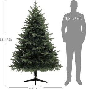 HOMCOM 180 cm sztuczna choinka w stylu świerkowym z 1696 końcówkami gałęzi i składanym stalowym stojakiem, choinka do domu lub biura, zielona | Aosom PL