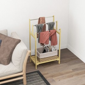 HOMCOM Stojak na ręczniki, wolnostojący, 3 pręty, bambus/stal, 50,5x31x90cm