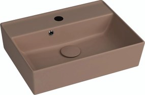 Umywalka ceramiczna nablatowa / wisząca brązowa z półką i otworem na baterie 50 x 38 cm LERA Cappuccino