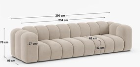Beżowa sofa z tkaniny szenilowej 290 cm Lupine – Micadoni