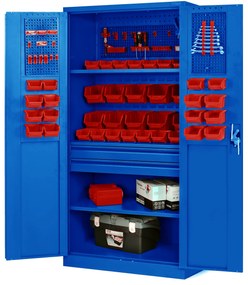 Warsztatowo-narzędziowa szafa metalowa SZYMON, 920 x 1850 x 500 mm, niebieska