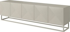 Szafka RTV Asha 200 cm z ryflowanym frontem i kaszmirowym stelażem - kaszmir