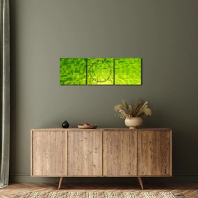 Obraz żółto-zielonych kostek (z zegarem) (90x30 cm)
