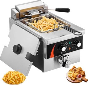 Frytownica SucceBuy Komercyjna Blatu 8,5 L 1750 W, Zaprojektowana do Intensywnego Użytku w Lokalach Fast Food