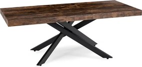 Zestaw Stół Prostokątny Rozkładany HAMPTON 160-240 cm Dąb Rustykalny/Czarny i 4 Krzesła Tapicerowane BRESSO Czarne