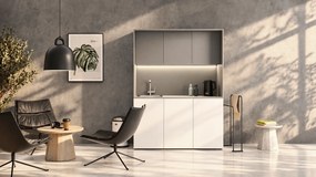 Kuchnia biurowa NIKA ze zlewem i kranem 1481 x 600 x 2000 mm, dąb naturalny, lewo