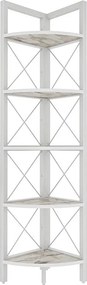 Nowoczesny biały regał, wysokość 160 cm, szerokość 30,5 cm, głębokość 33 cm | Płyta wiórowa pokryta melaminą w 100%, grubość 18 mm | Stylowe