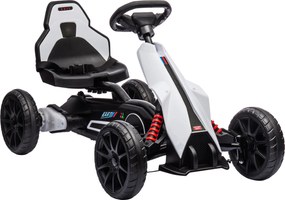 HOMCOM Gokart dla Dzieci, Elektryczny, do 5 km/h, z Paskiem Bezpieczeństwa, Siedzeniem z Oparciem, Plastik, Metal, Biały