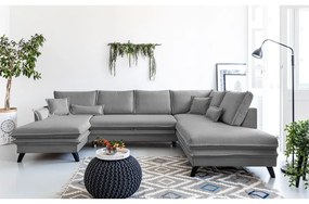 Ciemnoszara rozkładana sofa w kształcie litery "U" Miuform Charming Charlie, prawostronna