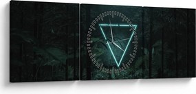 Obraz - Neonowy trójkąt w dżungli (z zegarem) (90x30 cm)