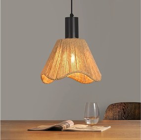 Lampa wisząca Nettlife Boho Rattan 1-punktowa – pleciona lampa do jadalni w stylu vintage, lina konopna E27 do jadalni (żarówka nie jest dołączona)