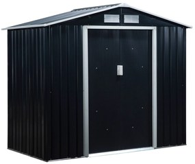 Outsunny szopa na narzędzia z fundamentem metalowa domek ogrodowy grafitowy 213x130x185 cm zabezpieczenie przed warunkami atmosferycznymi | Aosom PL