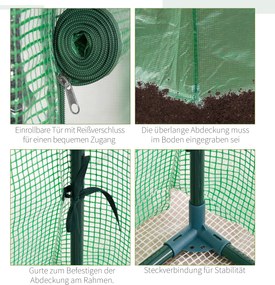 Outsunny szklarnia cieplarnia na pomidory, szklarnia ogrodowa, skrzynia z drzwiami zwijanymi stalowa zielona 100x50x150cm