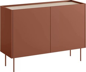 Komoda Desin 120 cm dwudrzwiowa - ceramic red / dąb nagano