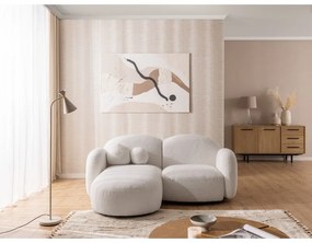 Kremowy narożnik z materiału bouclé (lewostronny/z szezlongiem) Orbit – Ropez