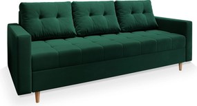 Masseno Sofa MILO z funkcją spania i pojemnikiem na pościel, Rozkładana sofa - Butelkowa zieleń, KRONOS 19