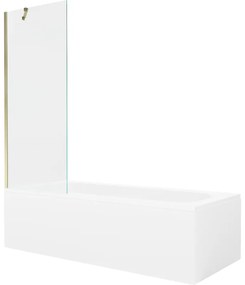 Mexen Vega wanna prostokątna 170 x 70 cm z obudową i parawanem 1-skrzydłowym 70 cm, transparent, złoty - 550117070X9507000050