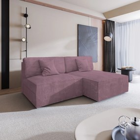 Masseno Narożnik FIORO z funkcją spania i pojemnikiem na pościel Narozniki L, Rozkładana sofa - Wrzosowy, POSO 130