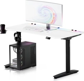 Elektryczne biurko dla graczy RGB Diablo X-Forge, 140x70 cm, biało-czarne