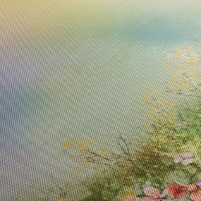 Obraz - Malowana łąka 2 (z zegarem) (90x30 cm)